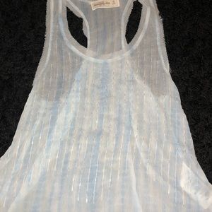 Blue and white beaded top